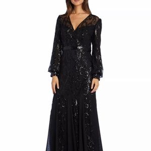 R&M Richards long black dress 12P Brand New